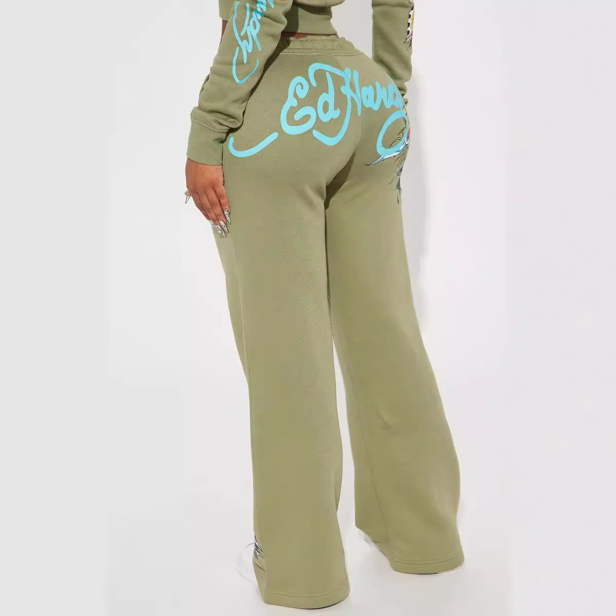 Women Print Hoodies Top and Pant Two-piece Set