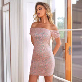 Women Sequin Off Shoulder Sexy Hollow Dress