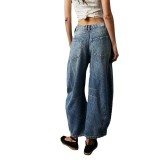 Women Loose Washed Denim Pants