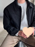 Stylish Casual Solid Color Zipper Turndown Collar Men's Jacket