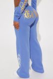 Women's Spring Autumn Print Tracksuit Long Sleeve Hooded Sports Two Piece Pants Set