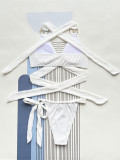 Halter Neck Women Low Back Sexy Two Piece Bikini Solid Color Swimsuit