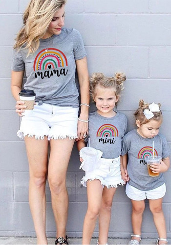 Trendy Mother's Day Father's Day Parent-Child Clothing Loose Short-Sleeved T-Shirt Summer Family Clothes