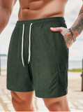 Summer Men's Solid Color Drawstring Casual Shorts