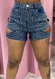 Women's Summer Beaded Ripped Washed Tight Fitting Sexy Stretch Denim Pants
