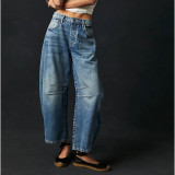 Women Loose Washed Denim Pants