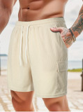 Summer Men's Solid Color Drawstring Casual Shorts