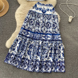 Women Summer Printed Camisole + Skirt Two-piece Set