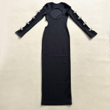 Women Bow Hollow Long Dress