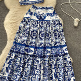 Women Summer Printed Camisole + Skirt Two-piece Set