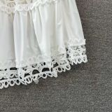 Spring Autumn Retro Chic Lantern Long Sleeve Lace Hollow Patchwork Round Neck Slim Waist Casual Dress