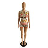 Women's Summer Stripe Knitting Sleeveless Jumpsuit
