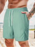 Summer Men's Solid Color Drawstring Casual Shorts