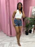 Women's Summer Beaded Ripped Washed Tight Fitting Sexy Stretch Denim Pants