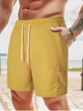 Summer Men's Solid Color Drawstring Casual Shorts