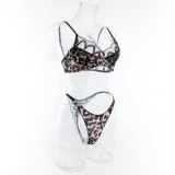 Lace Leopard Print Bra Set Sexy Underwear Lingerie Set