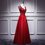Red Bride Long Gown Chic Spring Wedding Formal Party Evening Dress（Processing time need 3-6 days）