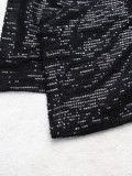 Women Summer Sequin Solid Short Sleeve Top and Pants Two-piece Set