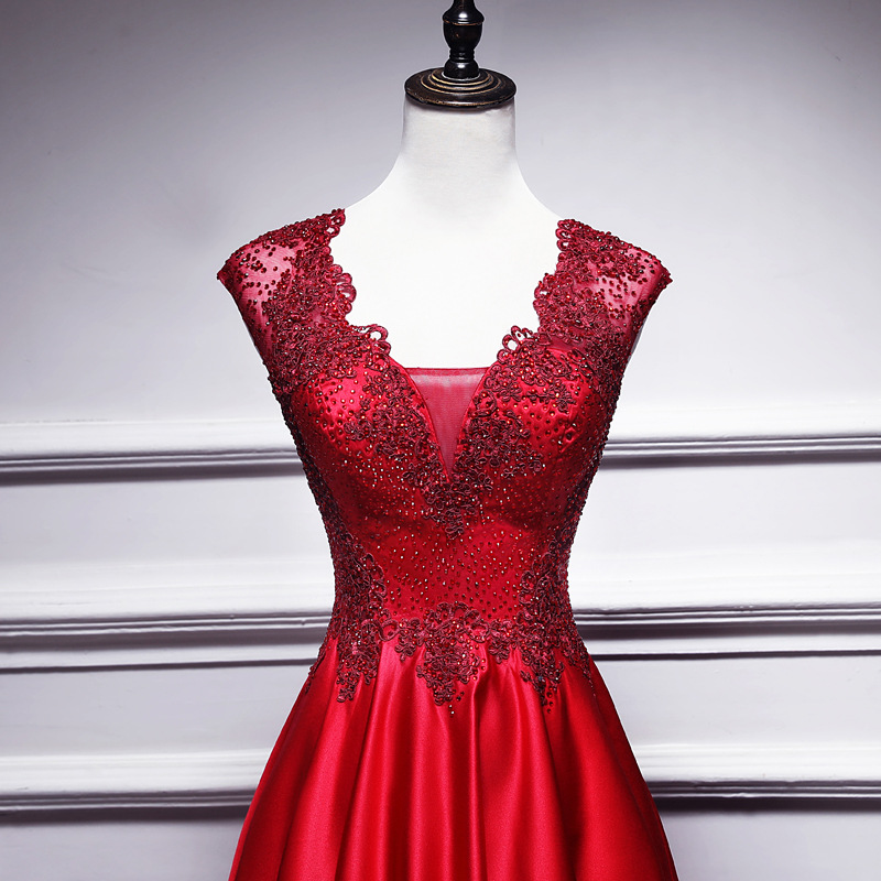 Red Bride Long Gown Chic Spring Wedding Formal Party Evening Dress(Processing time need 3-6 days) - Image 7