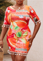 Women Multi-Color Printed Backless Dress Women Multi-Color Printed Backless Dress