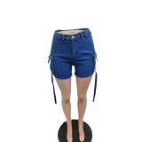 Women Washed Stretch Denim Shorts