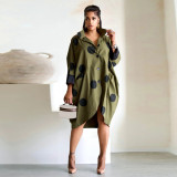 Women Printed Nine Quarter Sleeve Pocket Shirt Dress