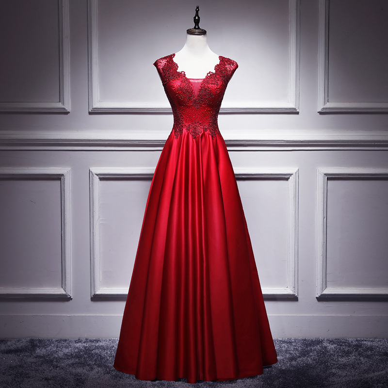 Red Bride Long Gown Chic Spring Wedding Formal Party Evening Dress(Processing time need 3-6 days) - Image 2