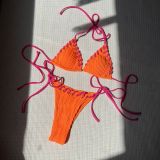 Sexy Solid Lace-Up Two Pieces Bikini Swimsuit