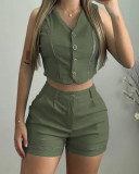 Women Sleeveless Top and Shorts Casual Two-piece Set