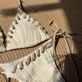 Sexy Solid Lace-Up Two Pieces Bikini Swimsuit
