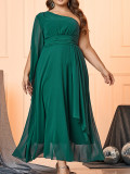 Summer Women's Chiffon Slash Shoulder Plus Size Formal Party Dress
