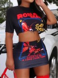 Women printed T-shirt and Skirt two-piece set