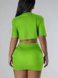 Women printed T-shirt and Skirt two-piece set