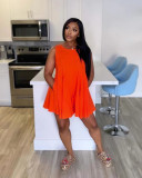 Women's Spring/Summer Solid Color Round Neck Sleeveless Casual Mini Dress