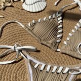Sexy Solid Lace-Up Two Pieces Bikini Swimsuit