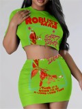 Women printed T-shirt and Skirt two-piece set