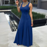 Women's Spring Summer Solid Color Sleeveless U-Neck Swing Women's Dress
