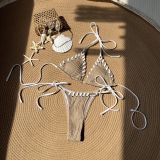 Sexy Solid Lace-Up Two Pieces Bikini Swimsuit