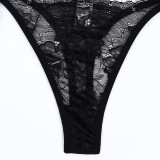 Women Seductive Style Leg Ring Lace French Thin See-Through Sexy Lingerie Set