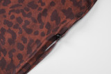 Women's Summer Fashion Leopard Printed Side Slit Strap Dress