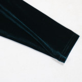 Women chain fringed velvet Dress with belt