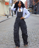 Women Loose Denim Pocket Jumpsuit