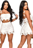 Women summer suspender lace pants two-piece set