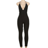Women Summer Crossover Lace-Up Sexy Backless Jumpsuit