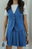 Women summer sleeveless vest And pleated Skirt two-piece set