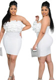 Women Strapless Pressed Lace Bodycon Dress
