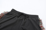Women Round Neck Embroidered Short Sleeve T-Shirt And Tassel Pant Two Piece Set