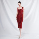 luxury elegant beaded sequin slim evening dress