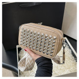 Popular Bags Fashion Rivets Trendy Women's Wide Shoulder Strap Crossbody Square Bag