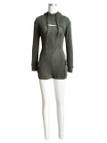 Women long sleeve Hood top and Rompers two piece set